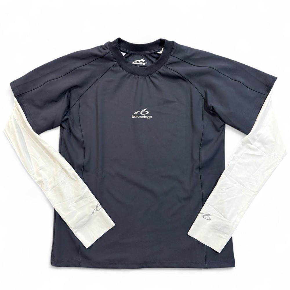 Balenciaga 3B Sports Icon Layered Long Sleeve T Shirt Navy White Size S